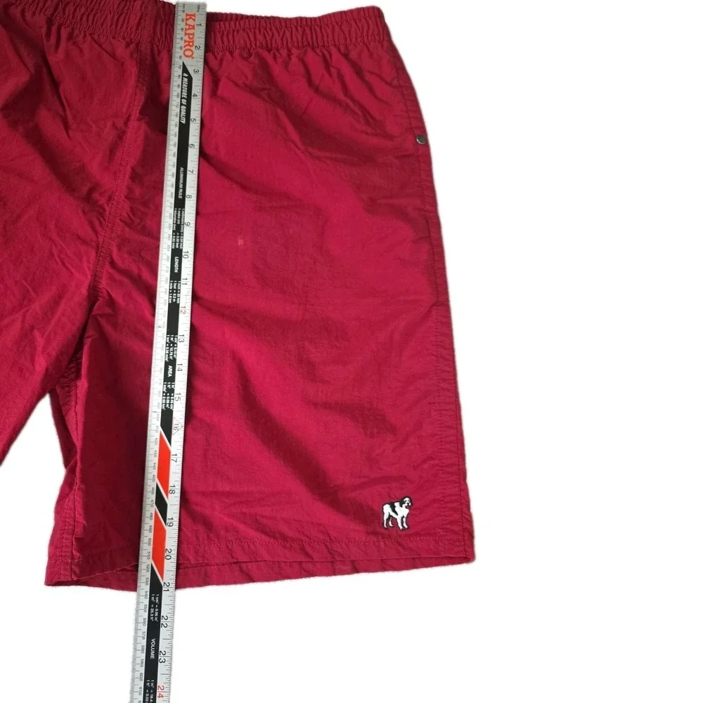 VTG 90s Big Dogs Mens XL Red Swim Trunks Athletic Nylon Shorts Embroidered Logo